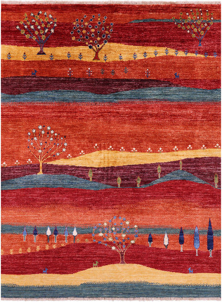 Tribal Persian Gabbeh Hand Knotted Wool Rug - 4' 11" X 6' 6" - Golden Nile