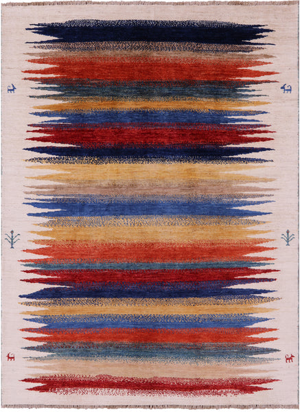 Tribal Persian Gabbeh Hand Knotted Wool Rug - 4' 9" X 6' 6" - Golden Nile