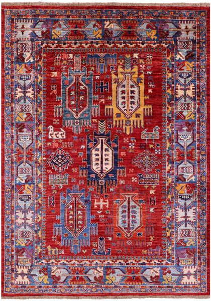 Persian Fine Serapi Hand Knotted Wool Rug - 4' 1" X 5' 9" - Golden Nile