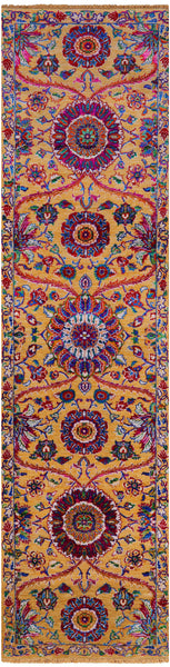 Persian Tabriz Handmade Wool & Silk Runner Rug - 2' 6" X 10' 1" - Golden Nile