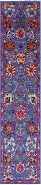 Persian Tabriz Hand Knotted Wool & Silk Runner Rug - 2' 6" X 11' 7" - Golden Nile