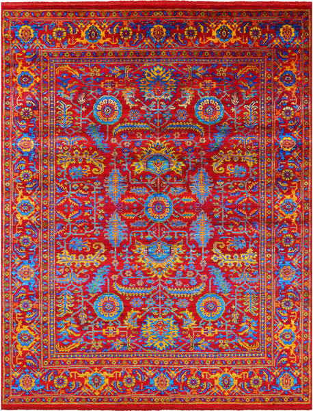 Red Persian Tabriz Handmade Silk Rug - 8' 0" X 10' 3" - Golden Nile