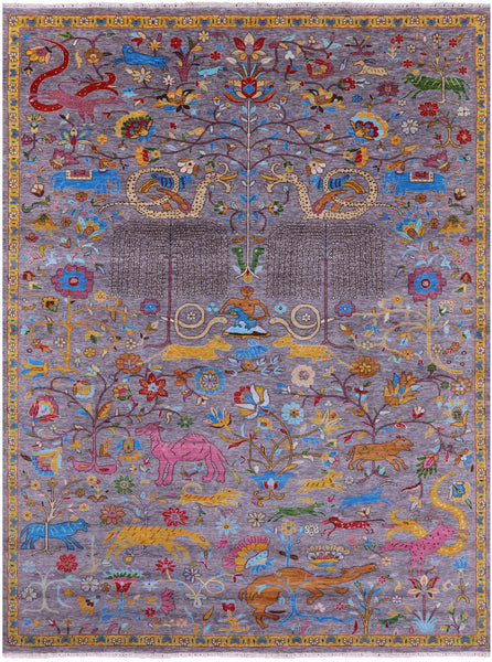 Tribal Persian Gabbeh Handmade Wool Rug - 8' 11" X 11' 11" - Golden Nile