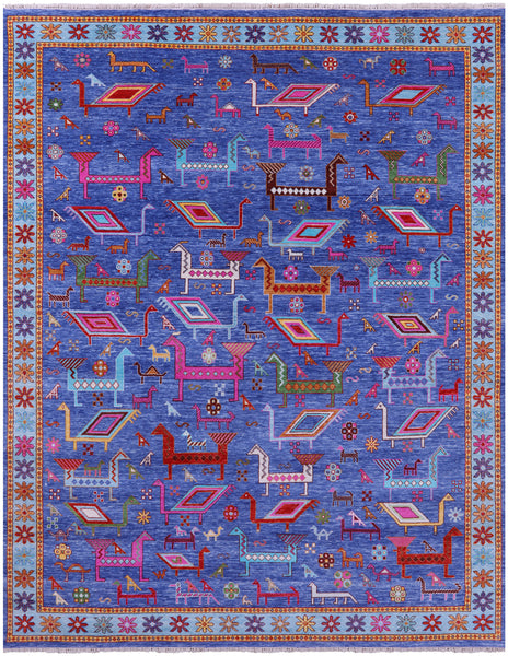 Tribal Persian Gabbeh Handmade Wool Rug - 8' 0" X 10' 2" - Golden Nile