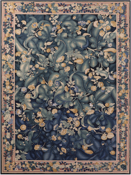 Aubusson Flat Weave Rug Handmade Wool Rug - 9' 10" X 13' 6" - Golden Nile