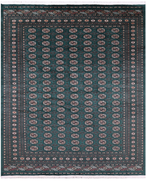 Green Signed Bokhara Handmade Wool Rug - 8' 6" X 10' 0" - Golden Nile