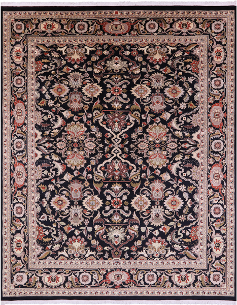 Black Persian Tabriz Handmade Wool Rug - 8' 2" X 10' 0" - Golden Nile