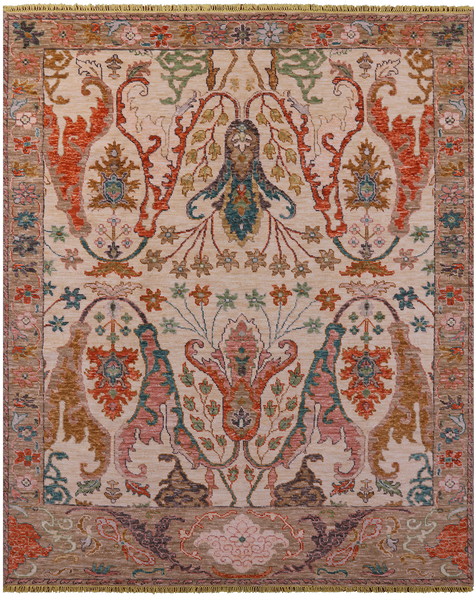 Ivory Turkish Oushak Hand Knotted Wool Rug - 8' 2" X 10' 0" - Golden Nile