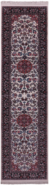 Ivory Persian Tabriz Hand Knotted Wool & Silk Runner Rug - 2' 7" X 9' 10" - Golden Nile