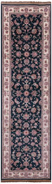 Green Persian Tabriz Handmade Wool & Silk Runner Rug - 2' 7" X 9' 0" - Golden Nile