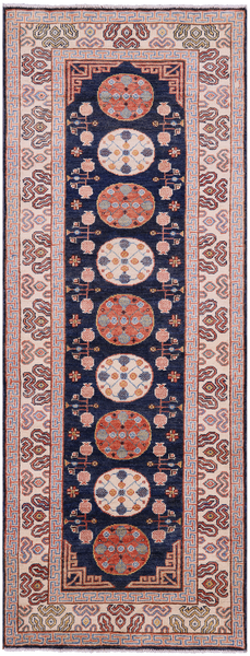 Blue Persian Tabriz Handmade Wool Runner Rug - 2' 11" X 7' 10" - Golden Nile