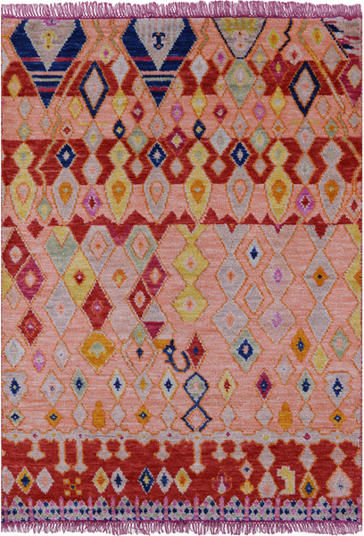 Tribal Moroccan Handmade Wool Rug - 4' 4" X 6' 0" - Golden Nile