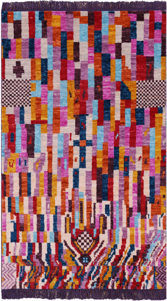 Tribal Moroccan Hand-Knotted Wool Rug - 3' 0" X 5' 0" - Golden Nile