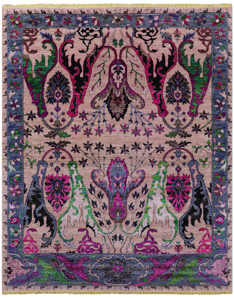 Persian Fine Serapi Hand Knotted Wool & Silk Rug - 8' 0" X 10' 1" - Golden Nile