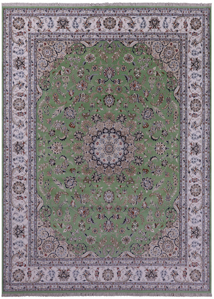 Persian Nain Hand Knotted Wool & Silk Rug - 7' 11" X 10' 0" - Golden Nile