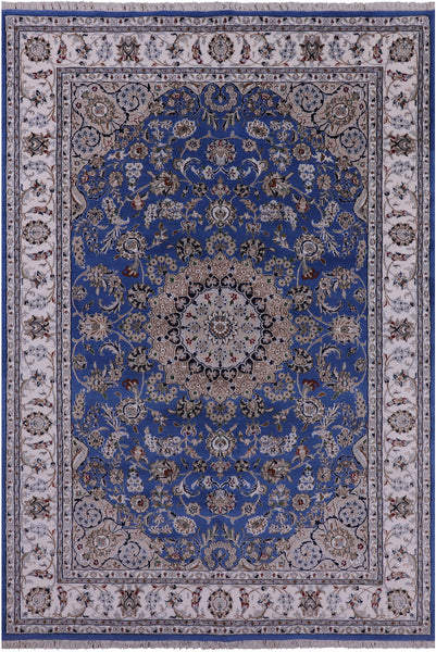 Persian Nain Handmade Wool & Silk Rug - 5' 10" X 9' 0" - Golden Nile