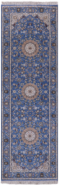 Persian Nain Hand Knotted Wool & Silk Rug - 2' 8" X 8' 1" - Golden Nile