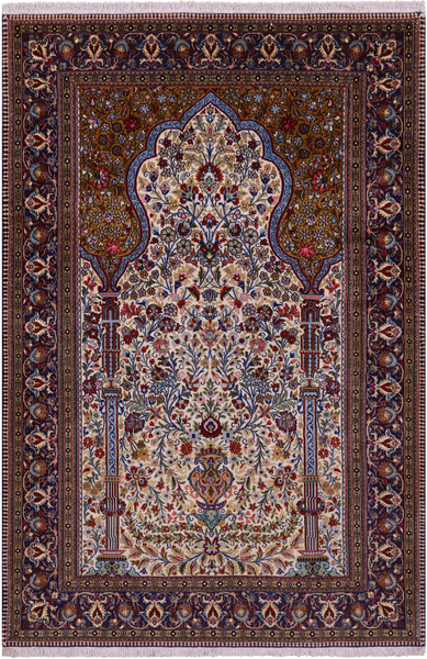 Persian Qum Handmade Wool Rug - 4' 8" X 7' 0" - Golden Nile