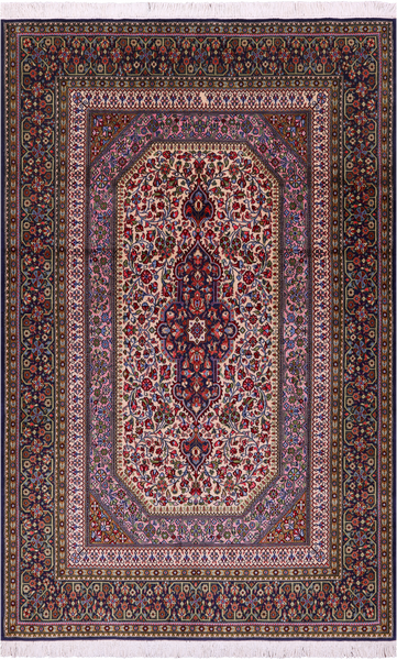 Persian Qum Hand Knotted Wool Rug - 4' 10" X 7' 1" - Golden Nile