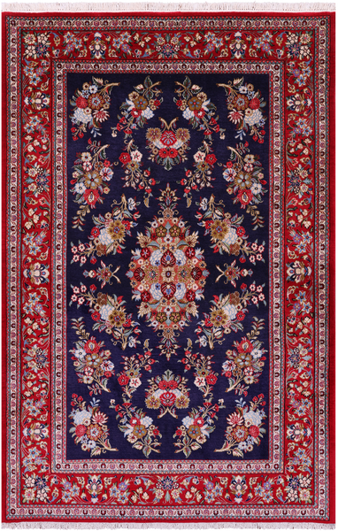 Persian Qum Hand Knotted Wool Rug - 4' 5" X 6' 7" - Golden Nile