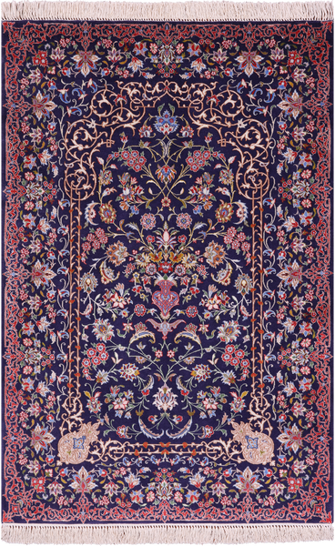 Persian Isfahan Hand Knotted Wool & Silk Rug - 3' 7" X 5' 3" - Golden Nile