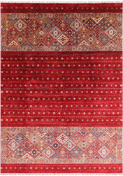 Red Khorjin Persian Gabbeh Hand Knotted Wool Rug - 8' 3" X 11' 7" - Golden Nile