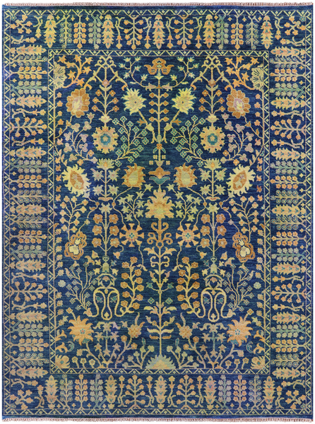 Gold Full Pile Overdyed Hand Knotted Wool Rug - 9' 3" X 12' 3" - Golden Nile