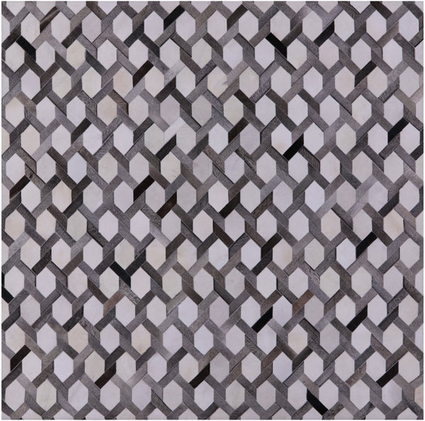 Square Natural Cowhide Hand Stitched Patchwork Rug - 9' 0" X 9' 0" - Golden Nile