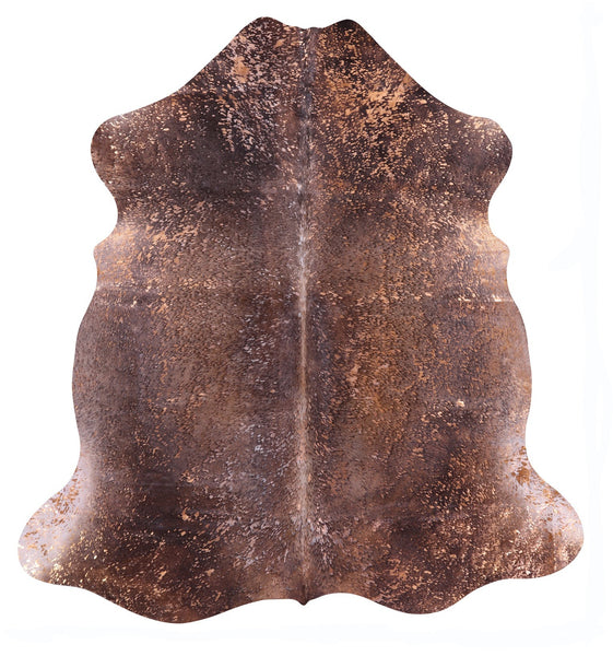 Gold Metallic Natural Hair-On Cowhide Rug - 6' 2" X 5' 10" - Golden Nile