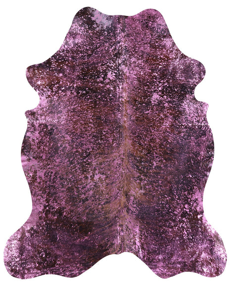 Pink Metallic Natural Hair-On Cowhide Rug - 7' 2" X 6' 1" - Golden Nile