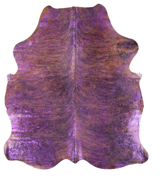Purple Metallic Brindle Natural Hair-On Cowhide Rug - 6' 10" X 6' 1" - Golden Nile