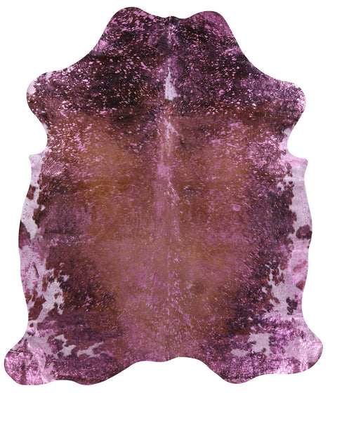 Pink Metallic Natural Hair-On Cowhide Rug - 7' 2" X 6' 1" - Golden Nile