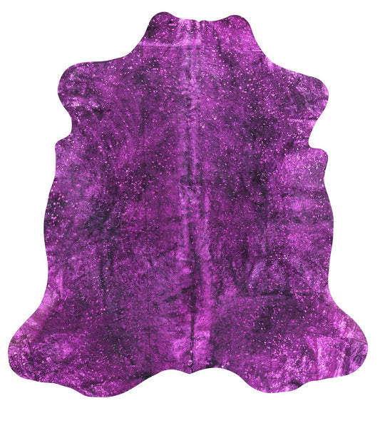 Pink Metallic Natural Hair-On Cowhide Rug - 6' 4" X 6' 0" - Golden Nile