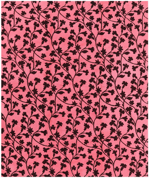 Pink Modern Floral Hand Knotted Area Rug - 8' 0" X 10' 0" - Golden Nile
