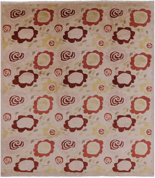 Ivory Tribal Gabbeh Handmade Wool Rug - 8' 8" X 9' 10" - Golden Nile