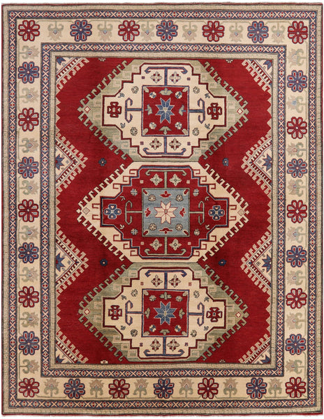Red Super Kazak Handmade Wool Area Rug - 8' 3" X 10' 8" - Golden Nile