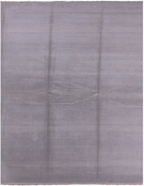Grey Savannah Grass Hand Knotted Wool & Silk Rug - 8' 1" X 10' 3" - Golden Nile