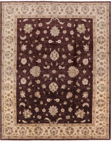 Brown Peshawar Handmade Wool Rug - 8' 3" X 10' 3" - Golden Nile
