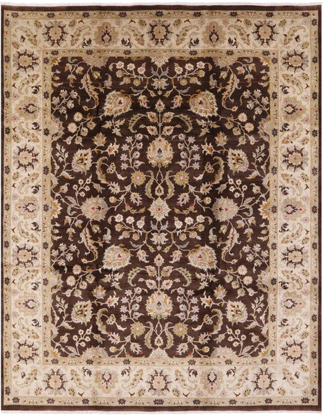 Brown Chobi Peshawar Hand Knotted Wool Rug - 8' 3" X 10' 3" - Golden Nile
