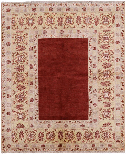 Peshawar Hand Knotted Wool Rug - 6' 3" X 7' 5" - Golden Nile