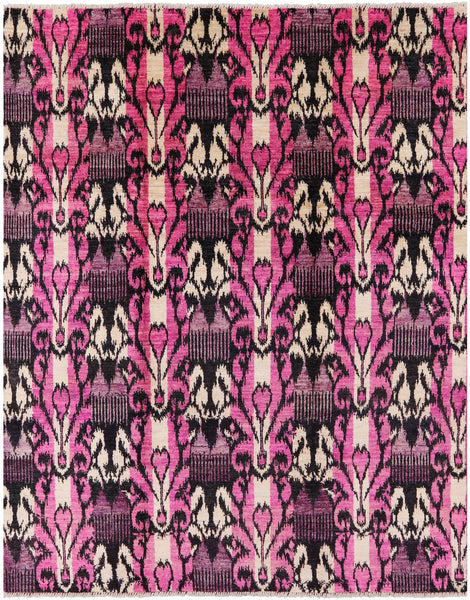 Ikat Hand Knotted Wool Area Rug - 8' 0" X 10' 1" - Golden Nile