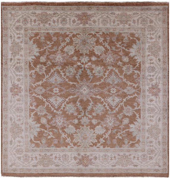Square Peshawar Hand Knotted Wool Rug - 6' 0" X 6' 3" - Golden Nile