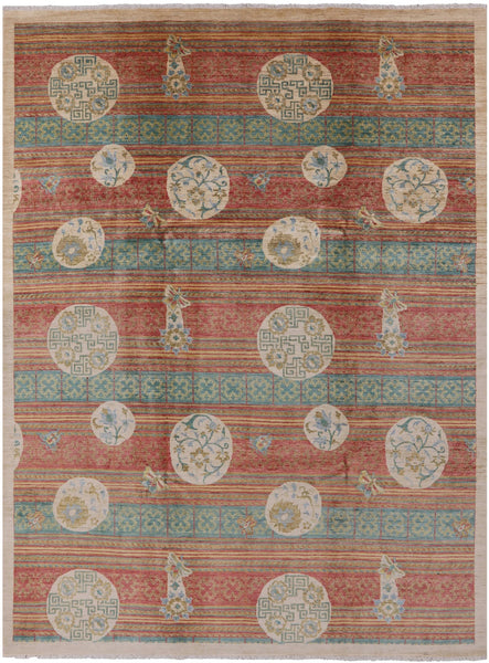 William Morris Hand Knotted Wool Rug - 9' 0" X 11' 9" - Golden Nile