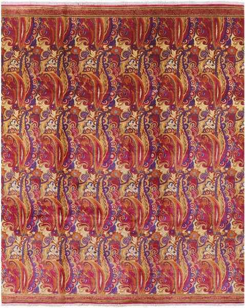 William Morris Hand Knotted Wool Rug - 7' 10" X 9' 7" - Golden Nile