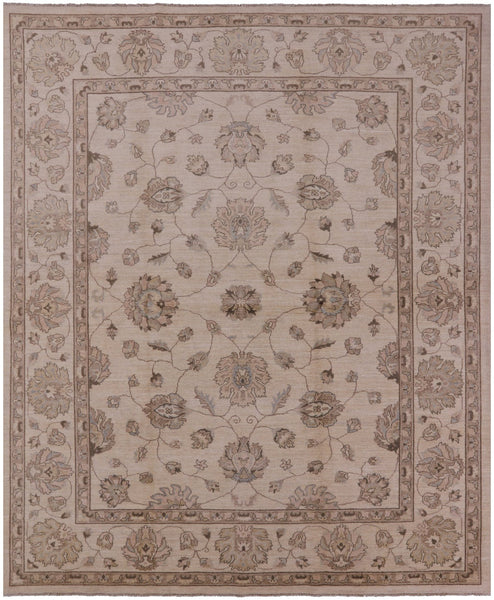 Ivory Turkish Oushak Handmade Wool Area Rug - 8' 3" X 9' 10" - Golden Nile