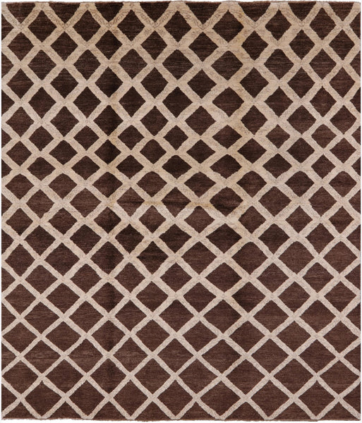 Brown Persian Gabbeh Handmade Wool Rug - 8' 2" X 9' 2" - Golden Nile