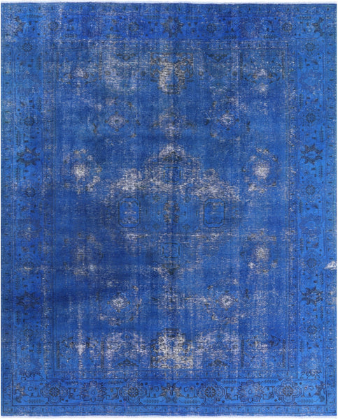 Blue Persian Overdyed Handmade Wool Area Rug - 8' 7" X 10' 9" - Golden Nile