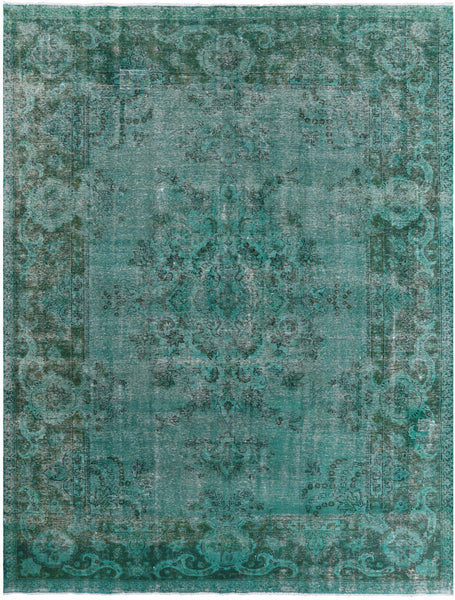 Green Persian Overdyed Hand Knotted Wool Rug - 9' 4" X 12' 8" - Golden Nile