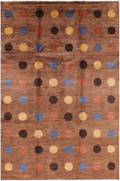 Brown Persian Gabbeh Hand Knotted Wool Rug - 6' 9" X 10' 0" - Golden Nile