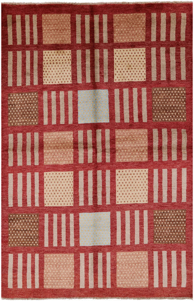 Tribal Gabbeh Handmade Wool Rug - 5' 8" X 8' 7" - Golden Nile